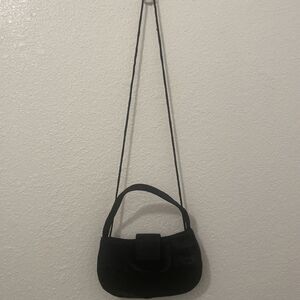 Franchi Mini Crossbody Purse Handbag Beaded Velvet Black Satchel Party Vtg